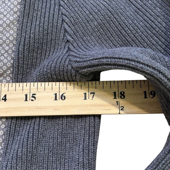 J Mclaughlin Gray Color Block Silk Blend Quilted Full Zip Sweater Jacket Large - Picture 8 of 9